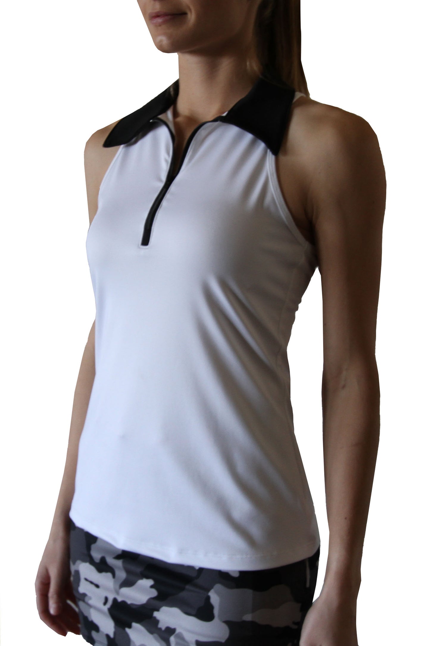 White Racerback Polo